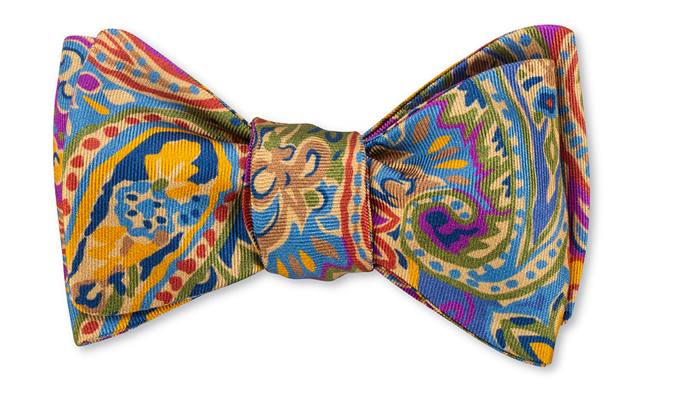 Blue/Purple/Gold Freeport Paisley Bow Tie