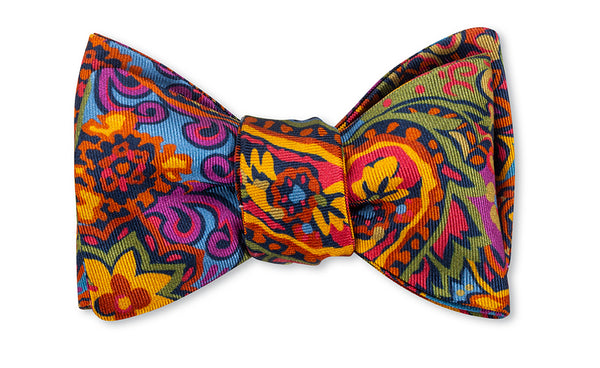 Blue/Olive/Gold Freeport Paisley Bow Tie