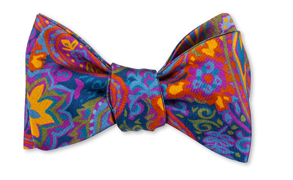 Blue/Green/Gold Freeport Paisley Bow Tie