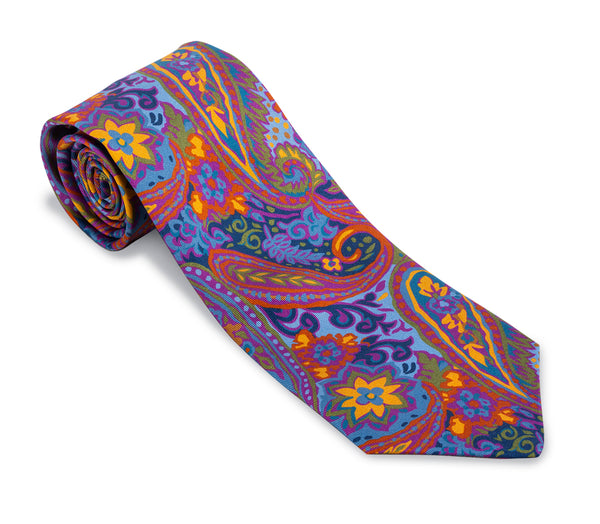 Blue/Green/Gold Freeport Paisley Necktie