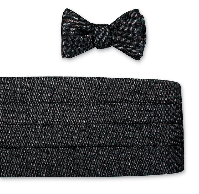 Black/Silver Lamé Cummerbund Set