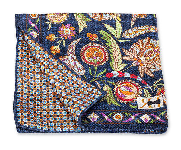 Navy Floral Paisley/Micro Pocket Square