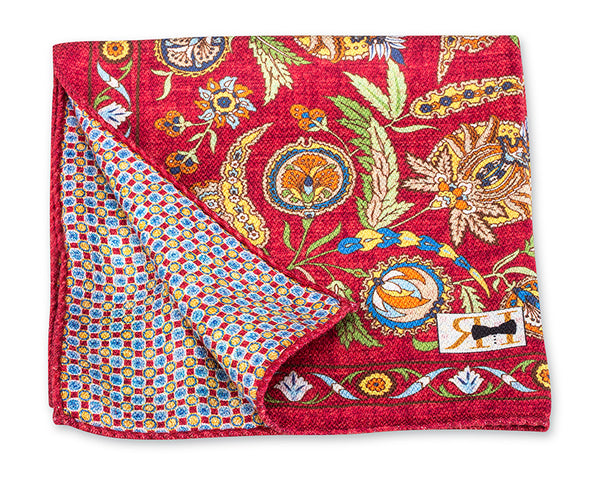 Red Floral Paisley/Micro Pocket Square