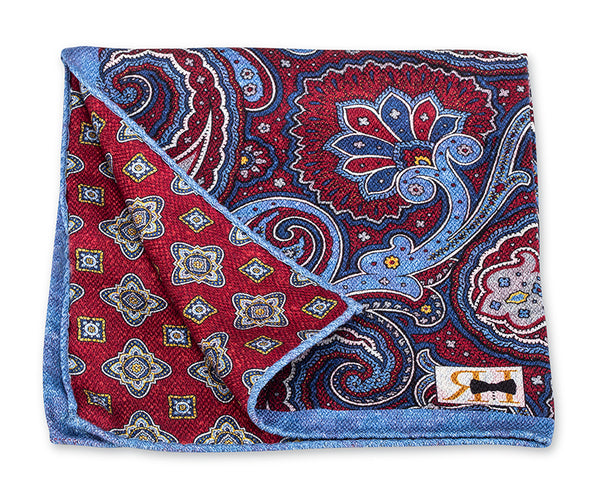 Red Paisley/Medallion Pocket Square