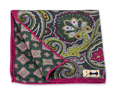 Green Paisley/Medallion Pocket Square