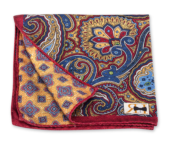 Yellow Paisley/Medallion Pocket Square