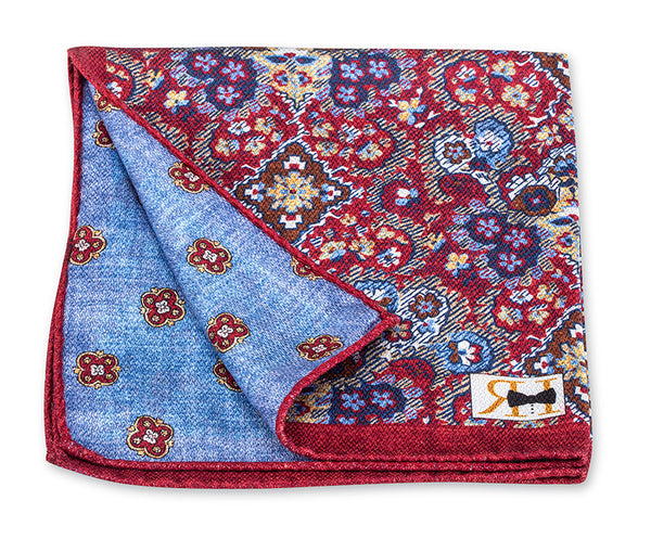 Red/Blue Aztec Medallion Pocket Square