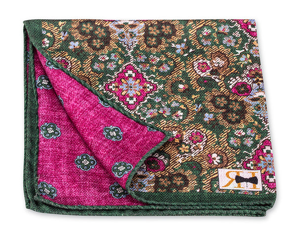 Green/Pink Aztec Medallion Pocket Square