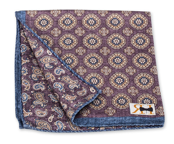 Plum Medallion/Pine Pocket Square