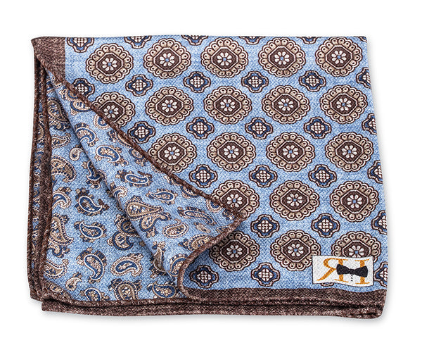 Blue Medallion/Pine Pocket Square