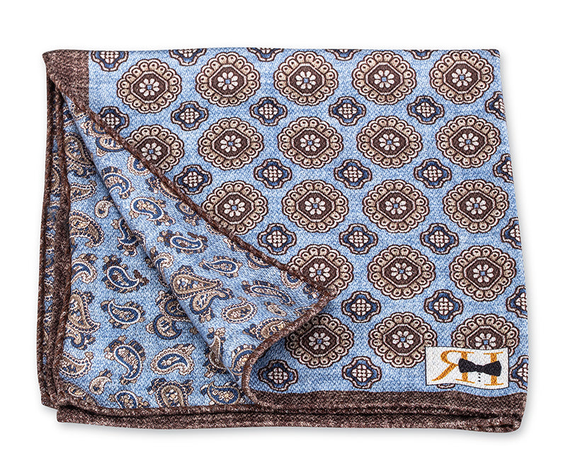Blue Medallion/Pine Pocket Square