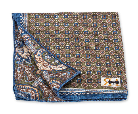 Green Medallion/Paisley Pocket Square