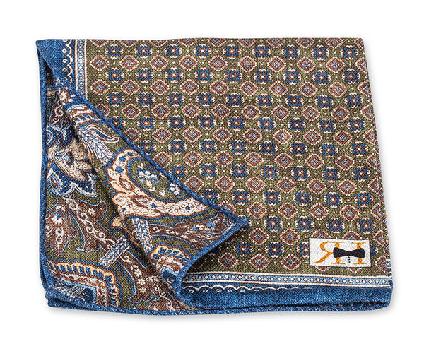 Green Medallion/Paisley Pocket Square