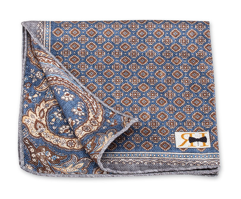 Blue Medallion/Paisley Pocket Square