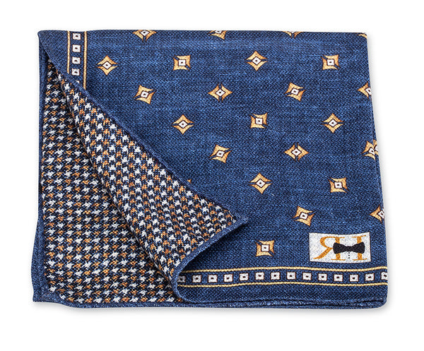 Navy Diamond/Houndstooth Pocket Square