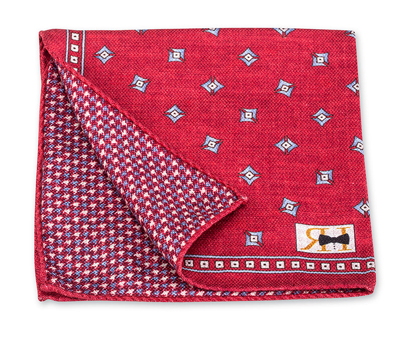 Red Diamond/Houndstooth Pocket Square