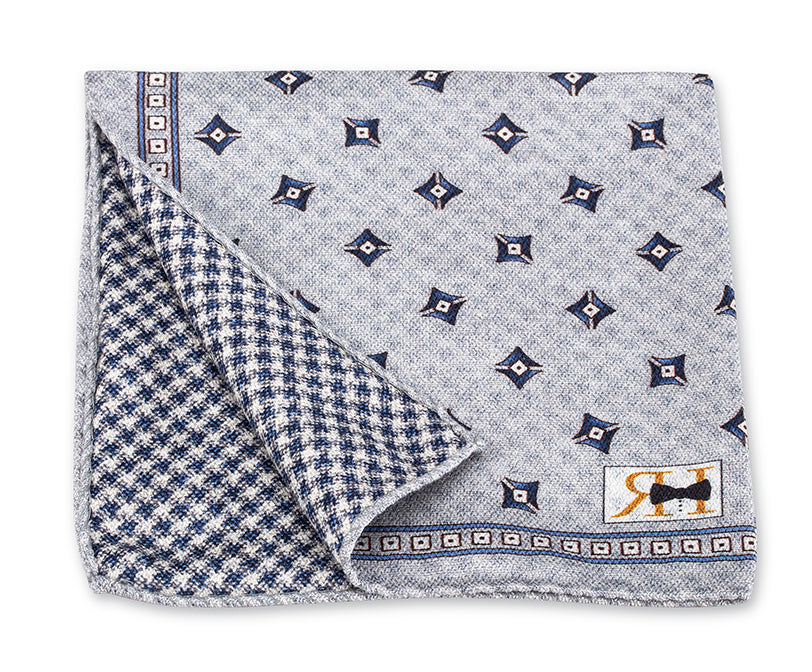 Gray Diamond/Houndstooth Pocket Square