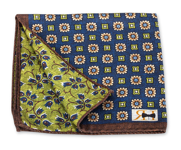Blue/Green Medallion/Vine Pocket Square