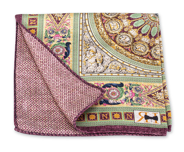 Purple/Gold 18th Century French Tapestry Pocket Square