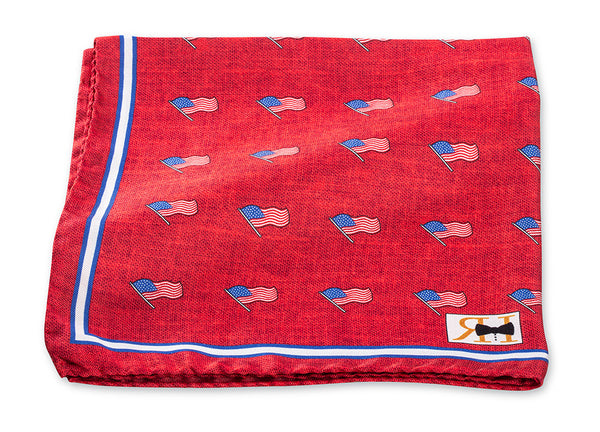 Red USA Flags Pocket Square