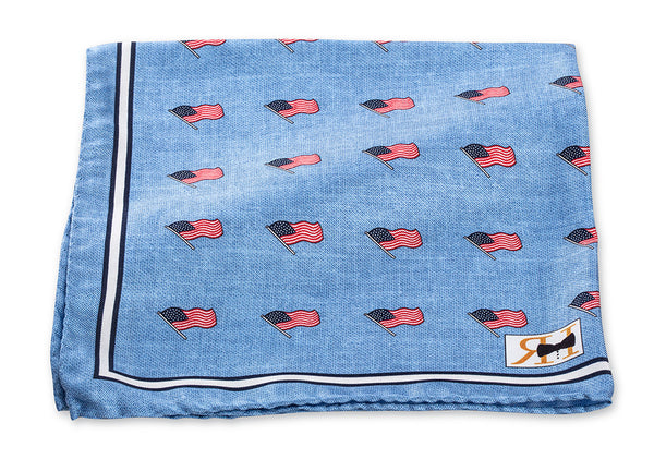 Blue USA Flags Pocket Square
