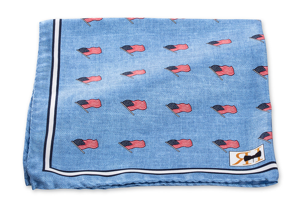Blue USA Flags Pocket Square