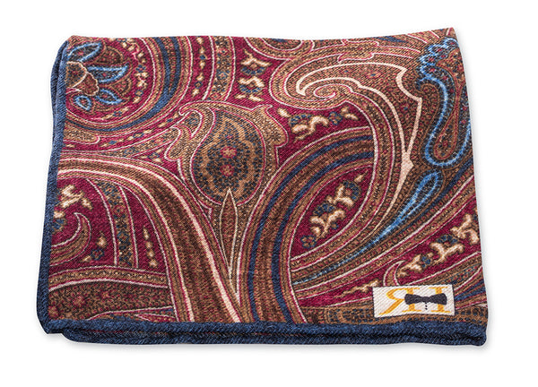 Burgundy Cashmere/Silk Paisley Pocket Square