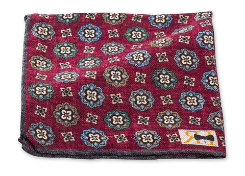 Fuchsia Cashmere/Silk Medallion Pocket Square