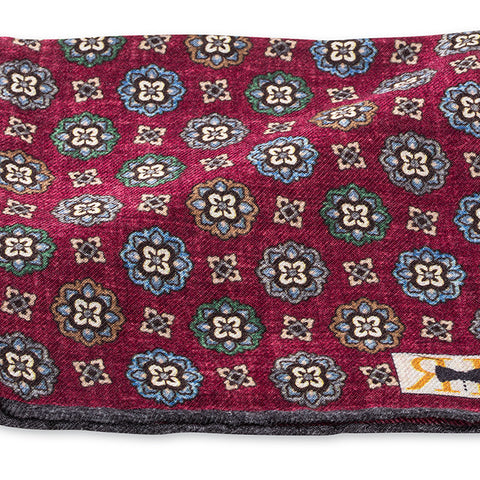 Fuchsia Cashmere/Silk Medallion Pocket Square