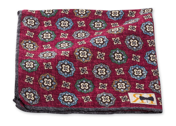 Fuchsia Cashmere/Silk Medallion Pocket Square