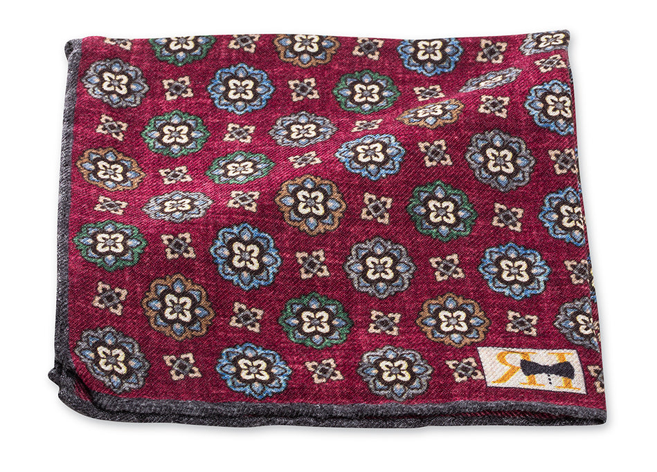 Fuchsia Cashmere/Silk Medallion Pocket Square
