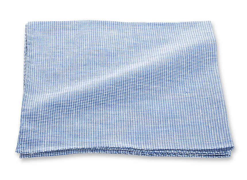 Light Blue Check Cotton/Linen Pocket Square