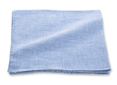 Light Blue Check Cotton/Linen Pocket Square