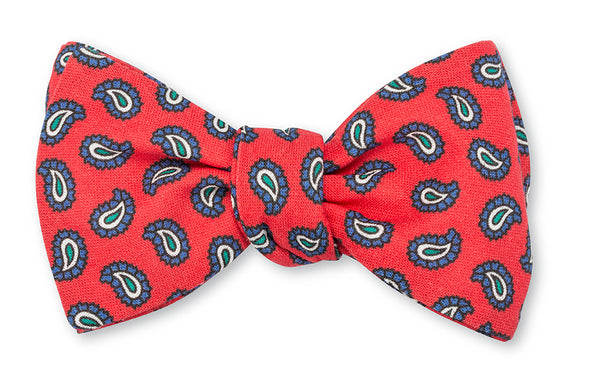 Red Tossed Paisley Bow Tie