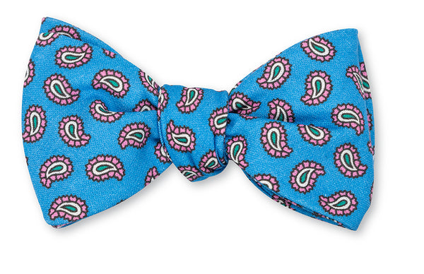 Blue Tossed Paisley Bow Tie