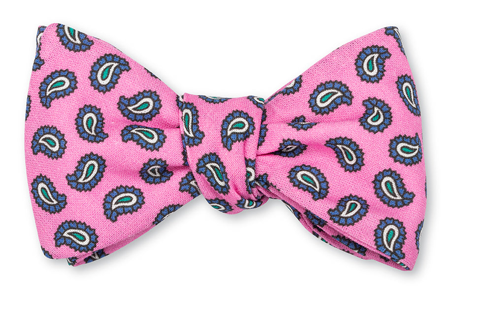 Pink Tossed Paisley Bow Tie