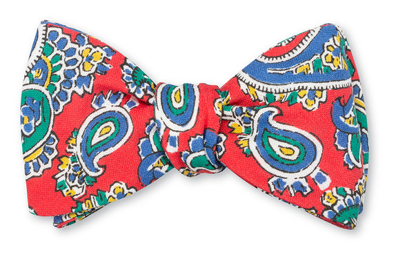 Red Italian Paisley Paisley Bow Tie