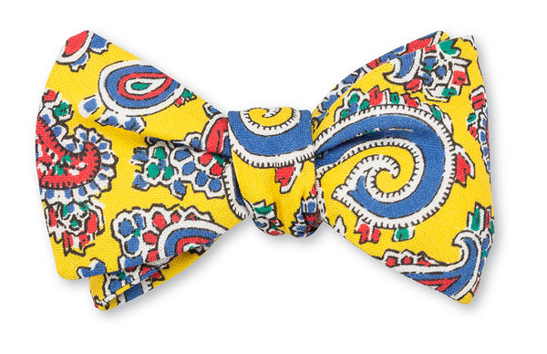Yellow Italian Paisley Bow Tie