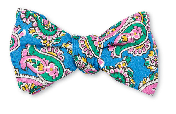 Blue Italian Paisley Bow Tie