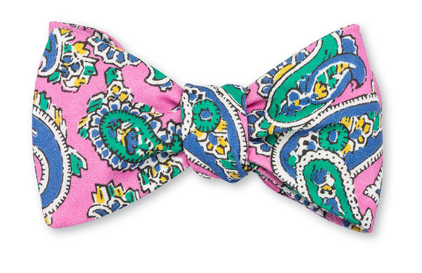 Pink Italian Paisley Bow Tie
