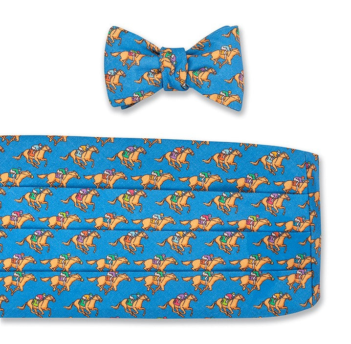 Blue Equestrian Cummerbund Set