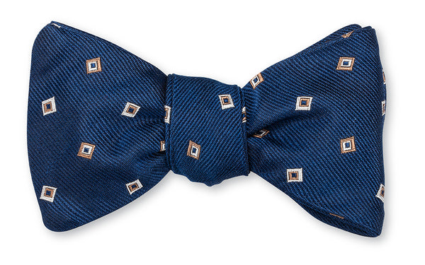 Navy Tossed Squares Bow Tie