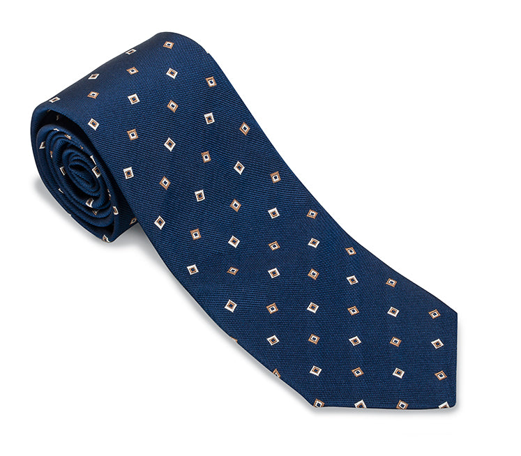Navy Tossed Squares Necktie