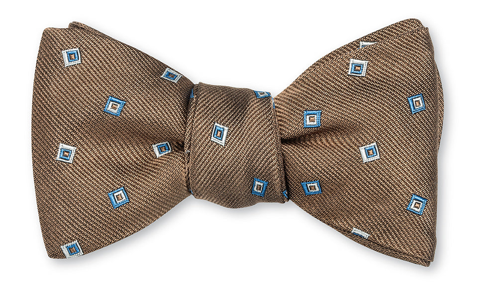 Brown Tossed Squares Bow Tie