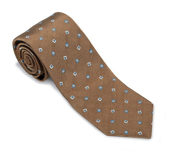 Brown Tossed Squares Necktie