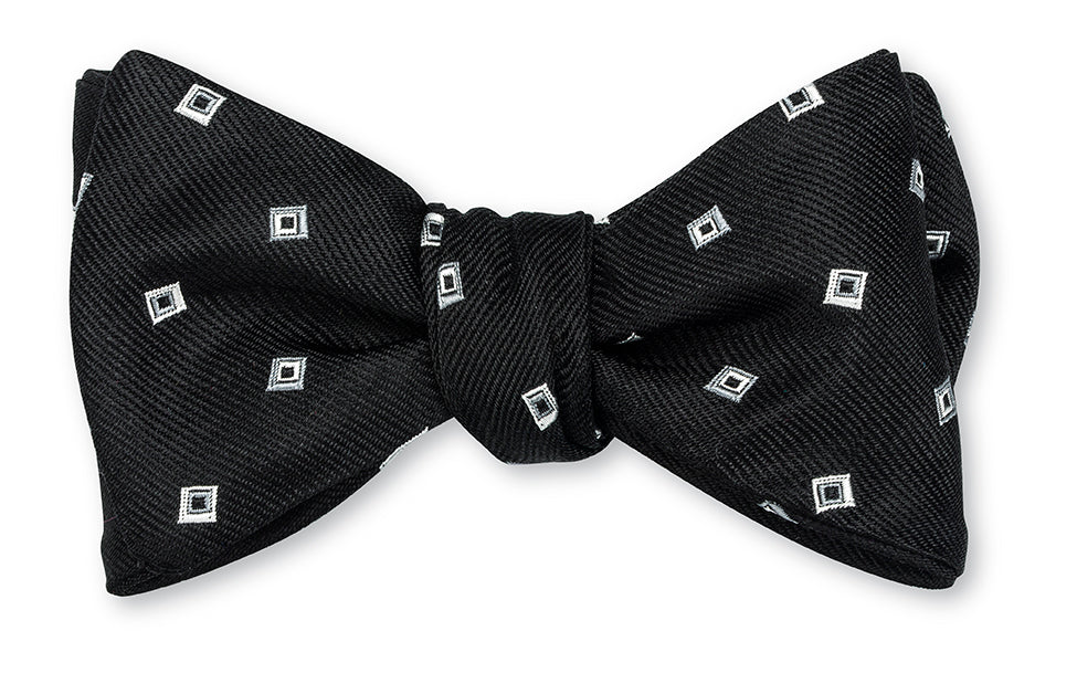 Black Tossed Squares Bow Tie