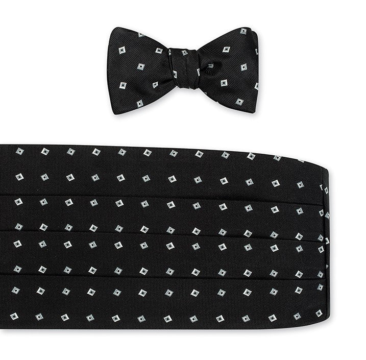 Black Tossed Squares Cummerbund Set