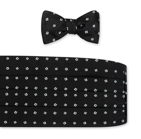 Black Tossed Squares Cummerbund Set