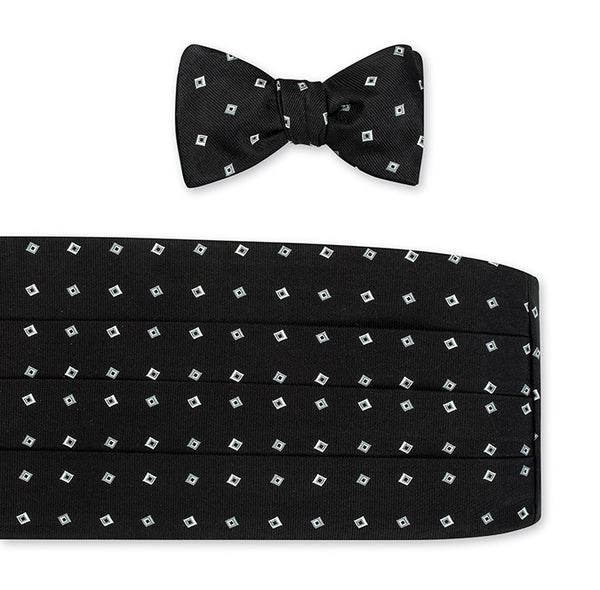 Black Tossed Squares Cummerbund Set