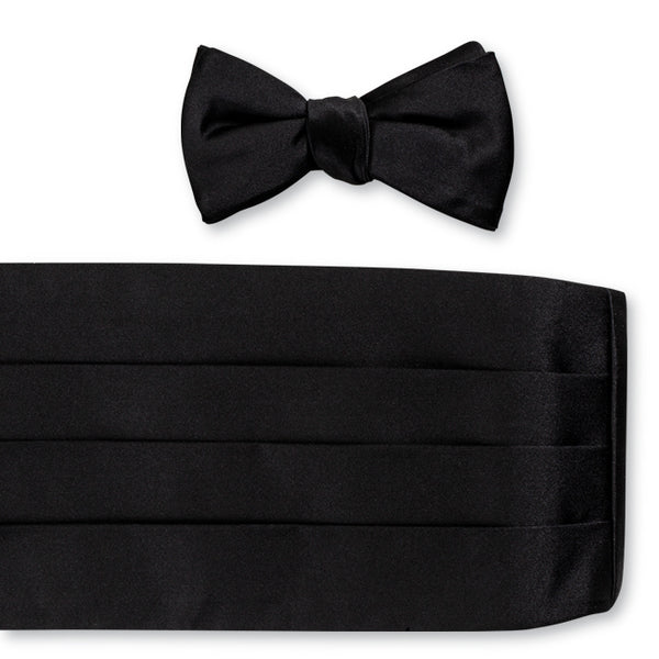 Formal Black Satin Cummerbund Set